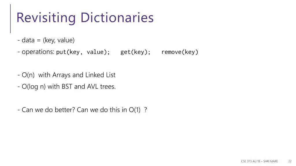 revisiting dictionaries