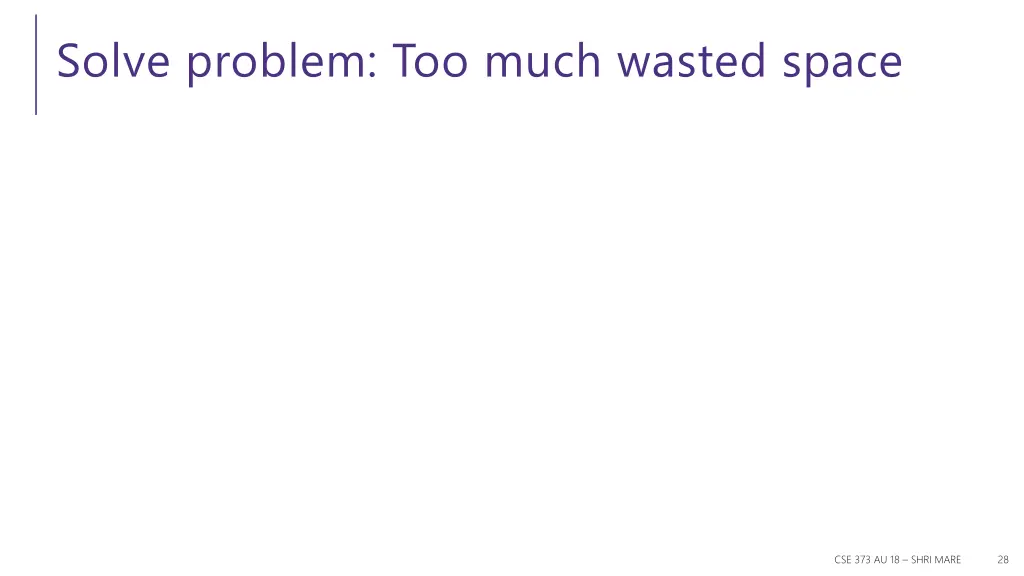 solve problem too much wasted space