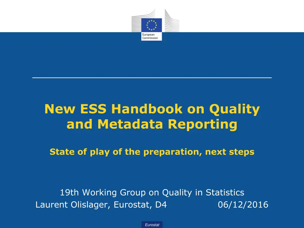 new ess handbook on quality and metadata reporting