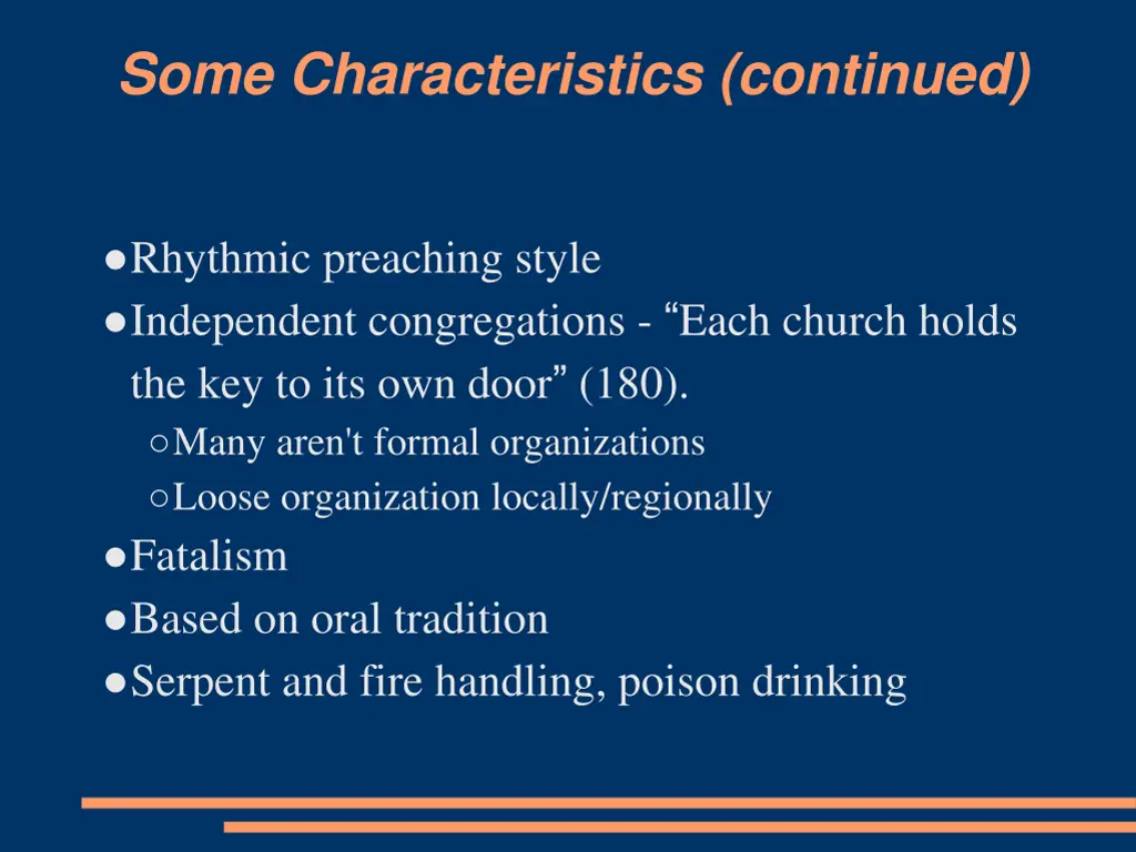 some characteristics continued