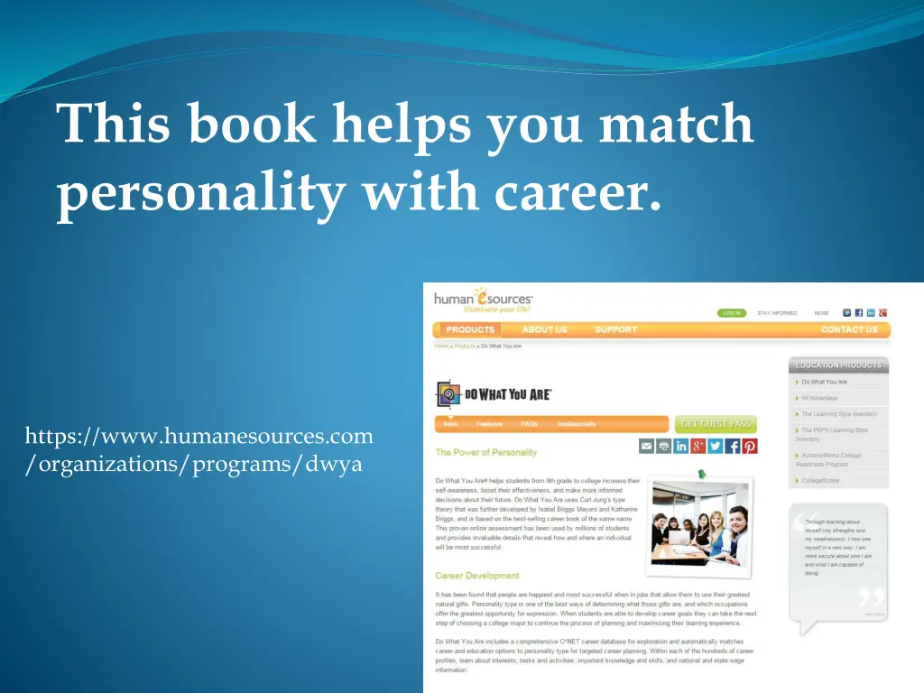 this book helps you match personality with career