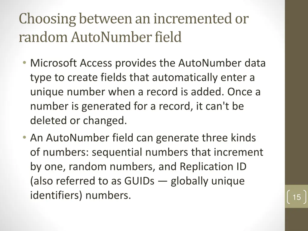 choosing between an incremented or random