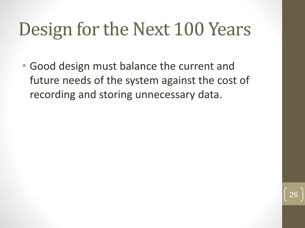 design for the next 100 years