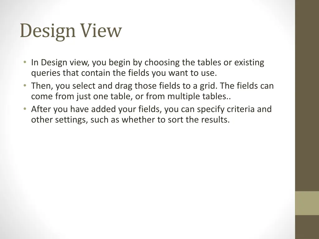 design view