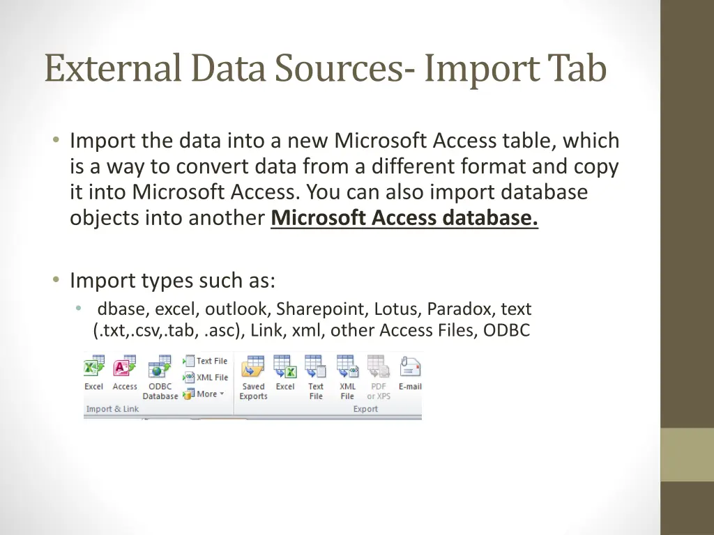 external data sources import tab