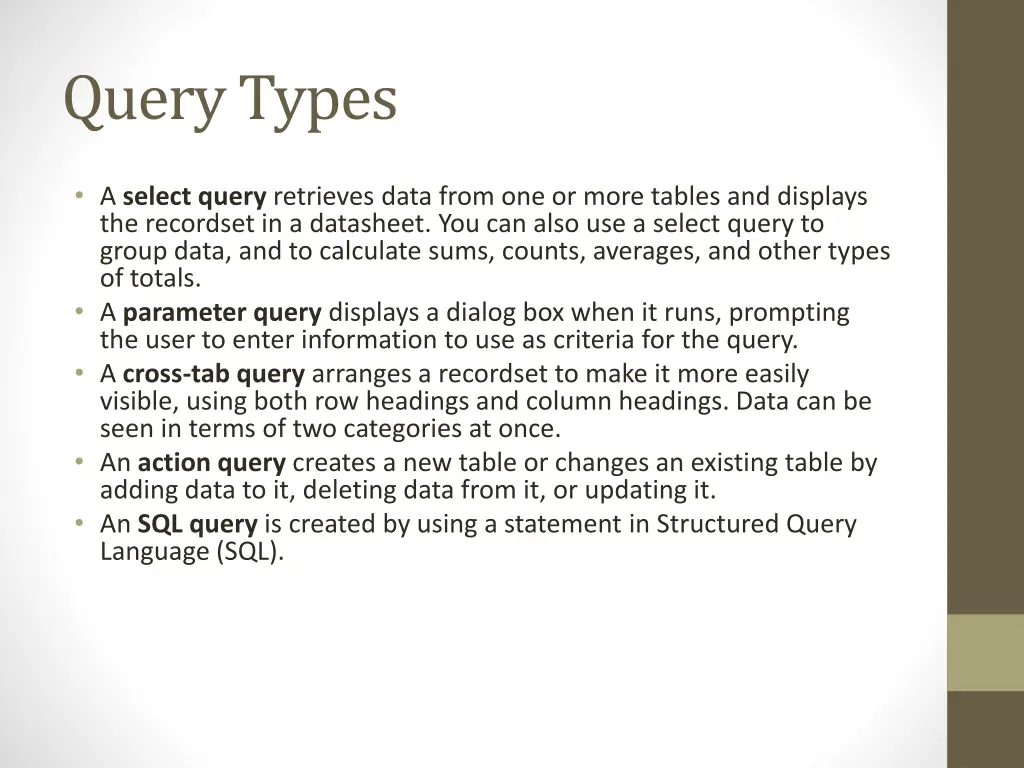 query types