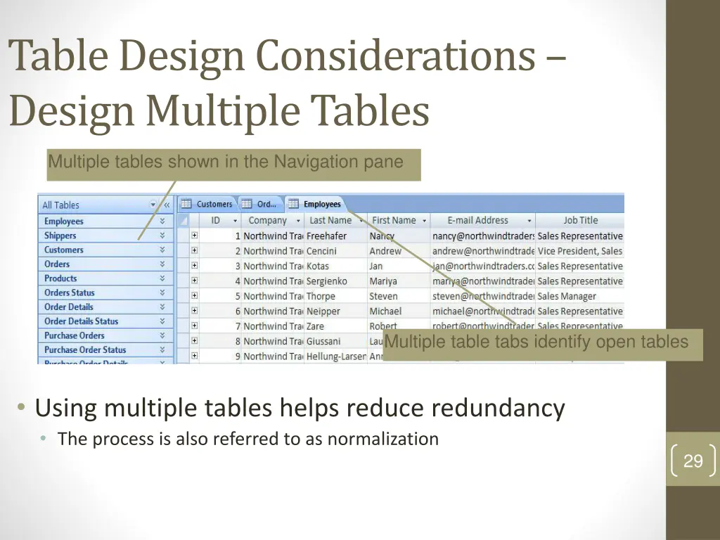 table design considerations design multiple tables