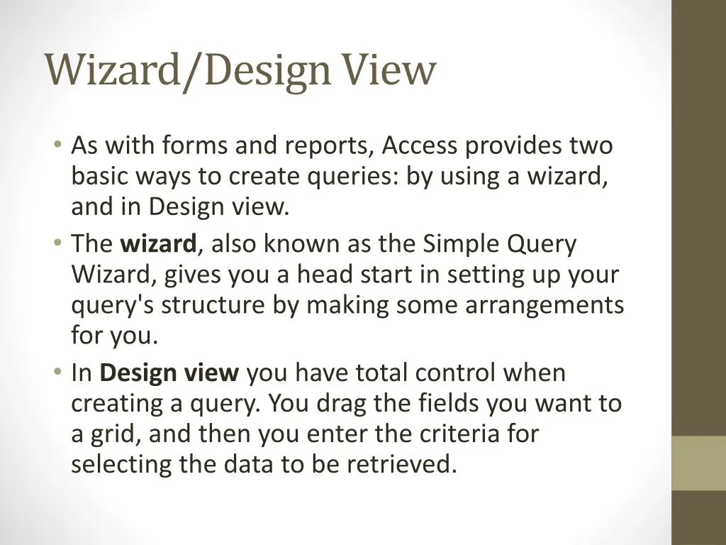 wizard design view