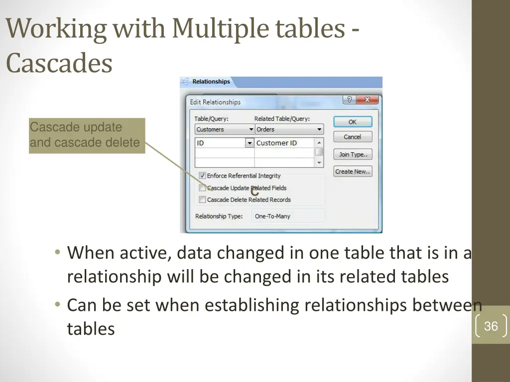 working with multiple tables cascades