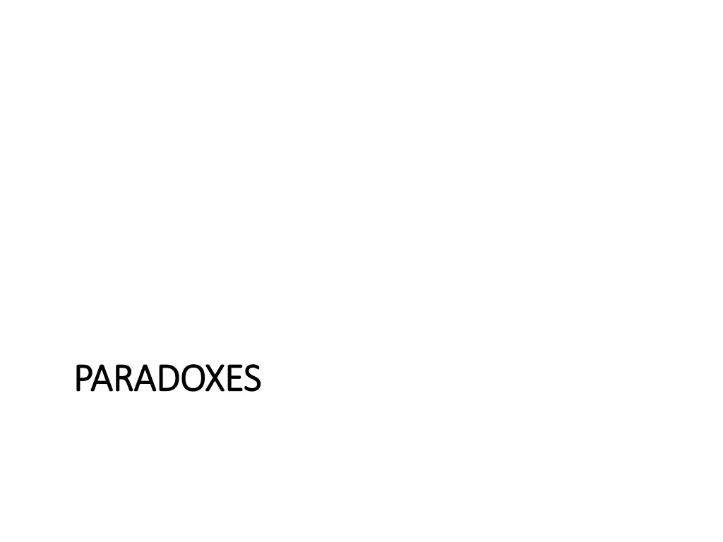paradoxes paradoxes