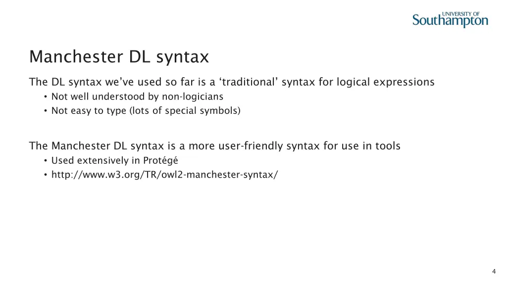 manchester dl syntax