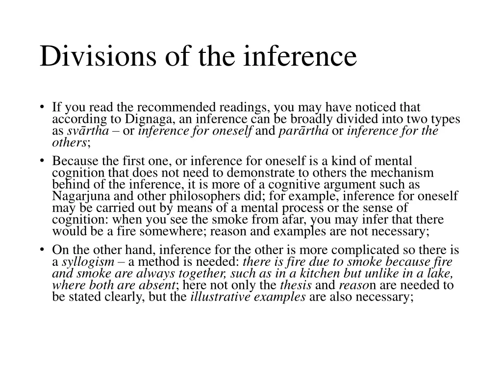 divisions of the inference