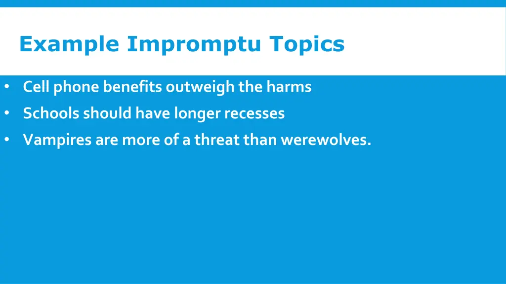 example impromptu topics