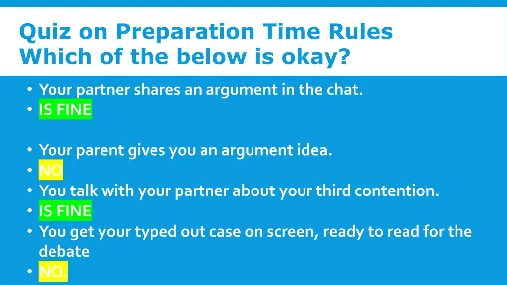 quiz on preparation time rules which of the below