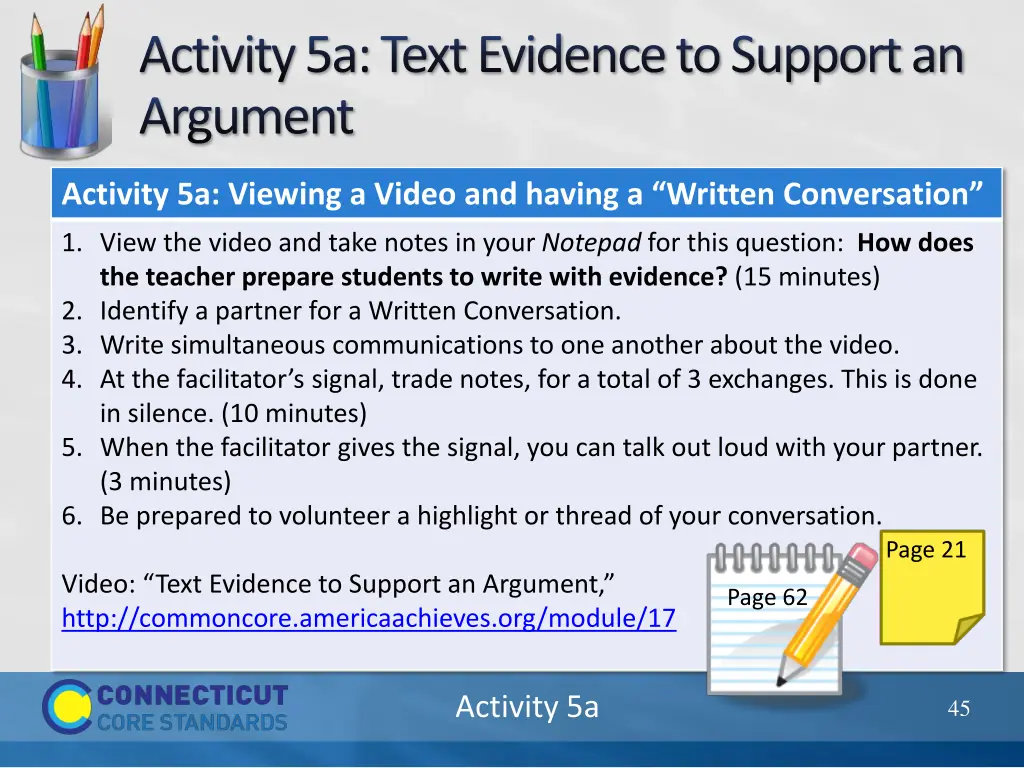 activity 5a text evidence to support an argument