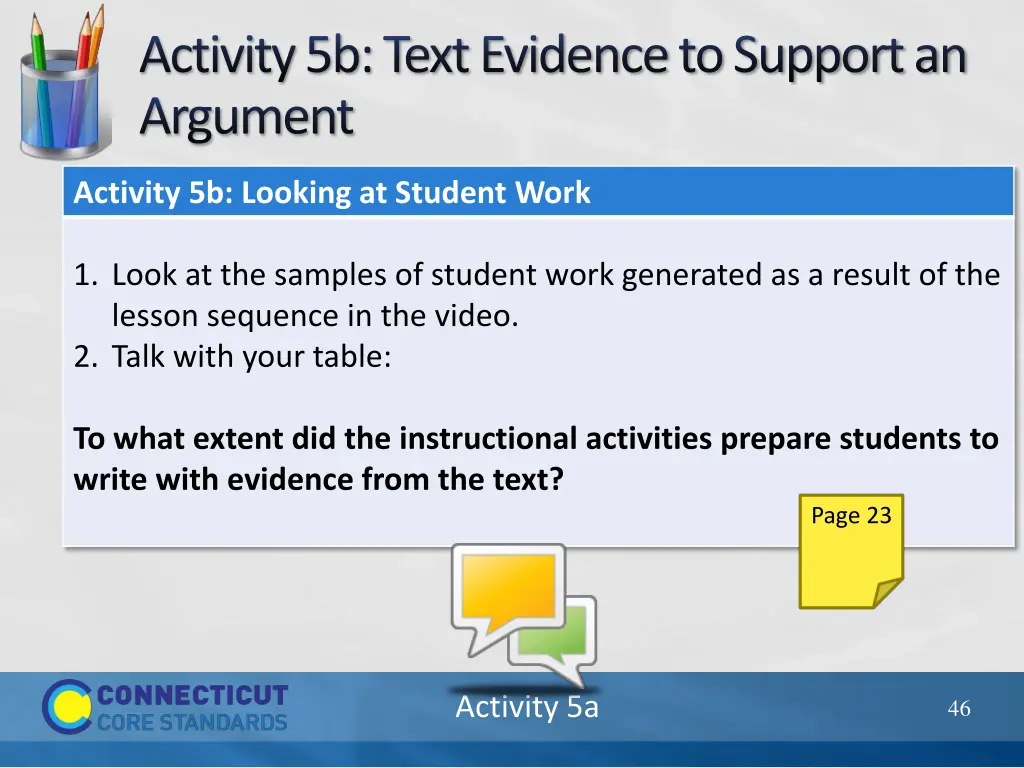 activity 5b text evidence to support an argument