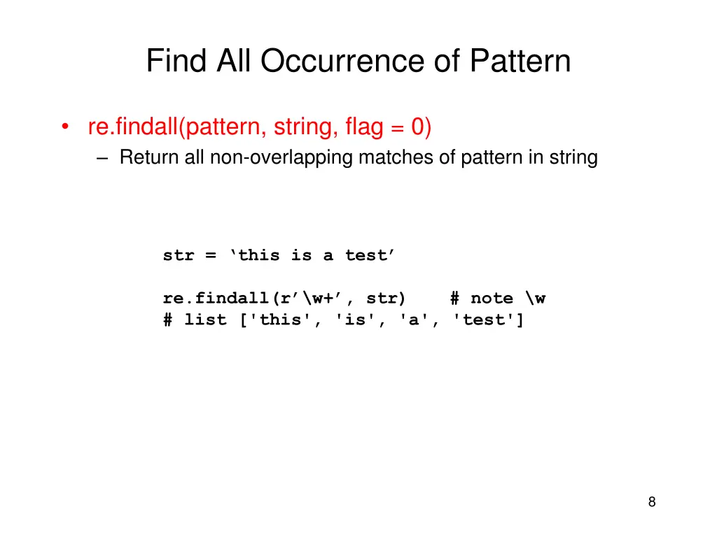 find all occurrence of pattern