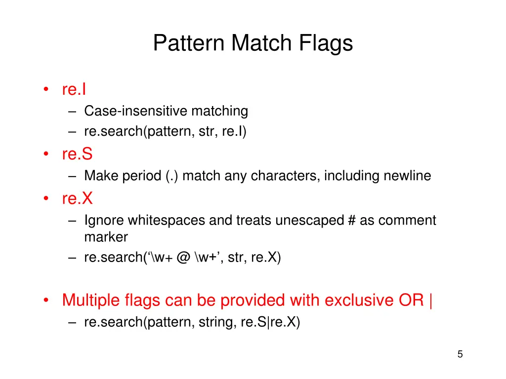 pattern match flags