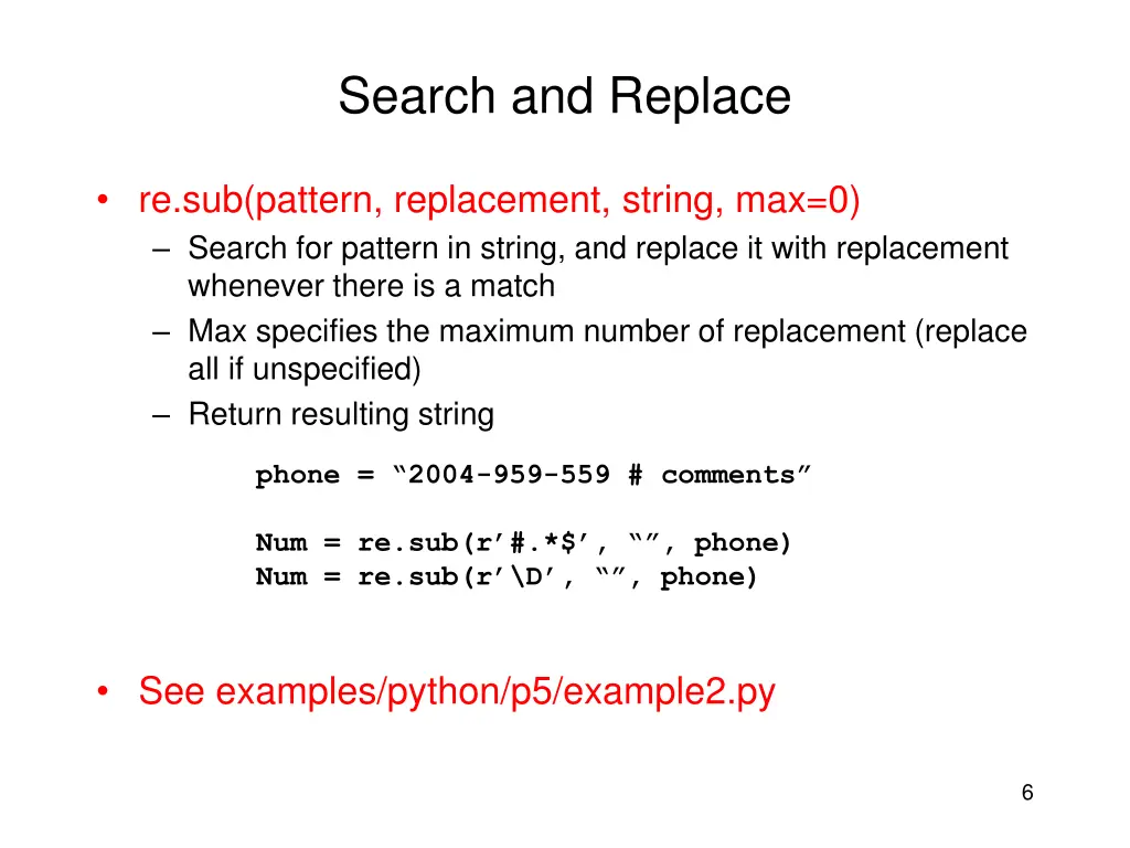 search and replace