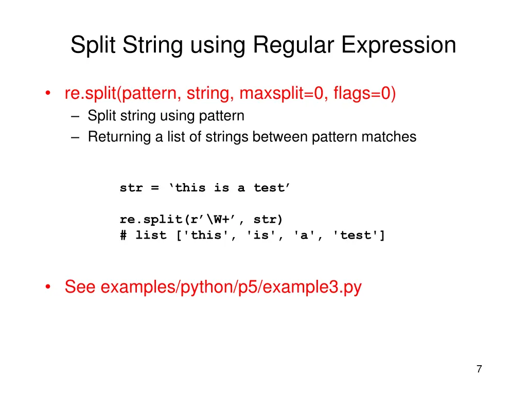 split string using regular expression