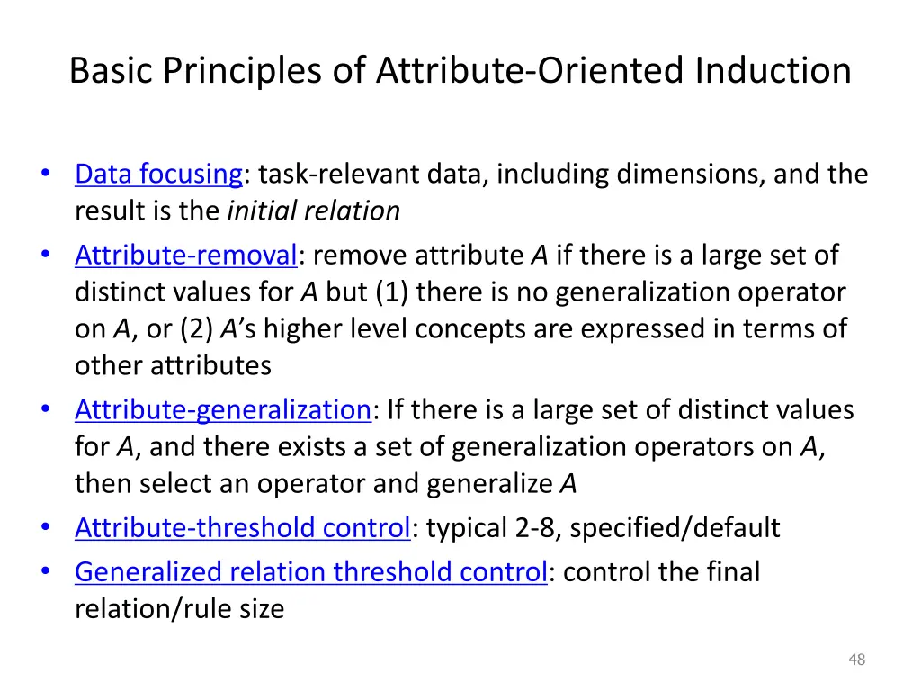 basic principles of attribute oriented induction
