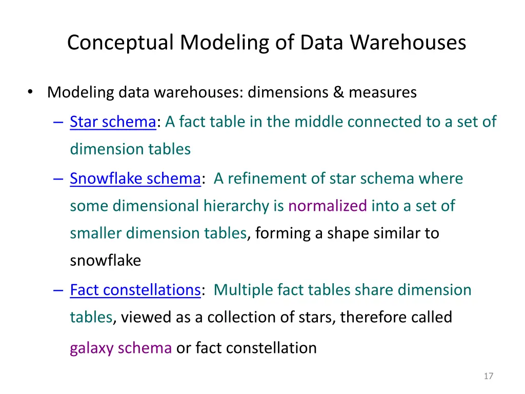 conceptual modeling of data warehouses