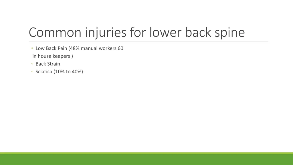 common injuries for lower back spine