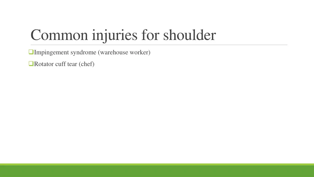 common injuries for shoulder