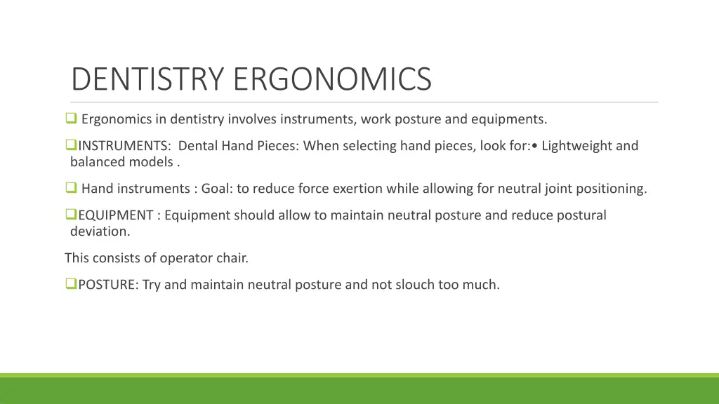 dentistry ergonomics