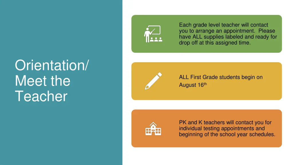 each grade level teacher will contact