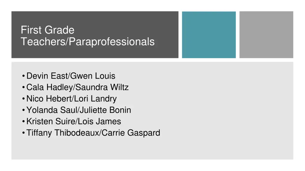 first grade teachers paraprofessionals