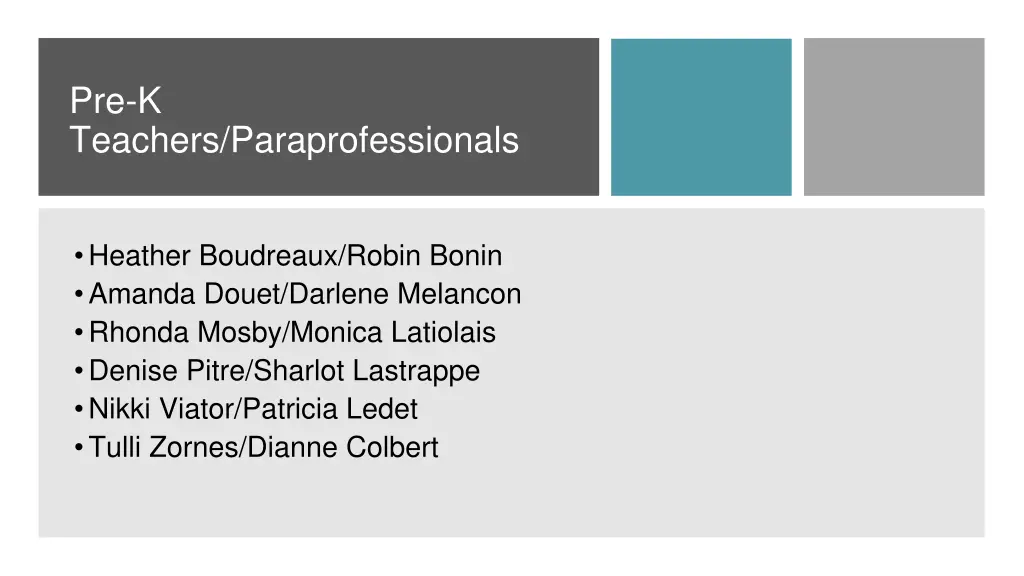 pre k teachers paraprofessionals