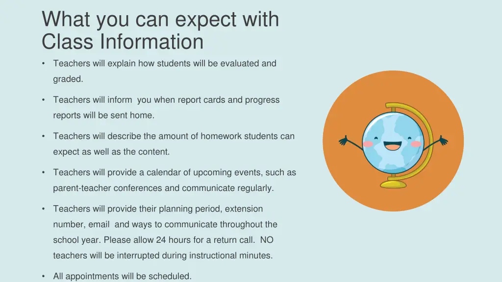 what you can expect with class information