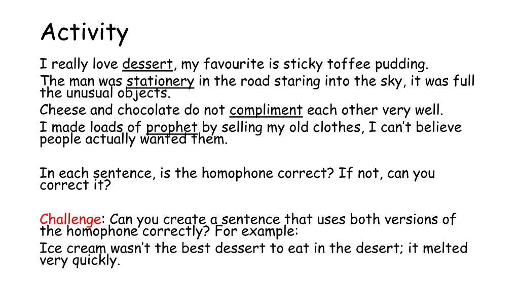 activity i really love dessert my favourite