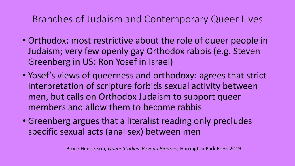 branches of judaism and contemporary queer lives