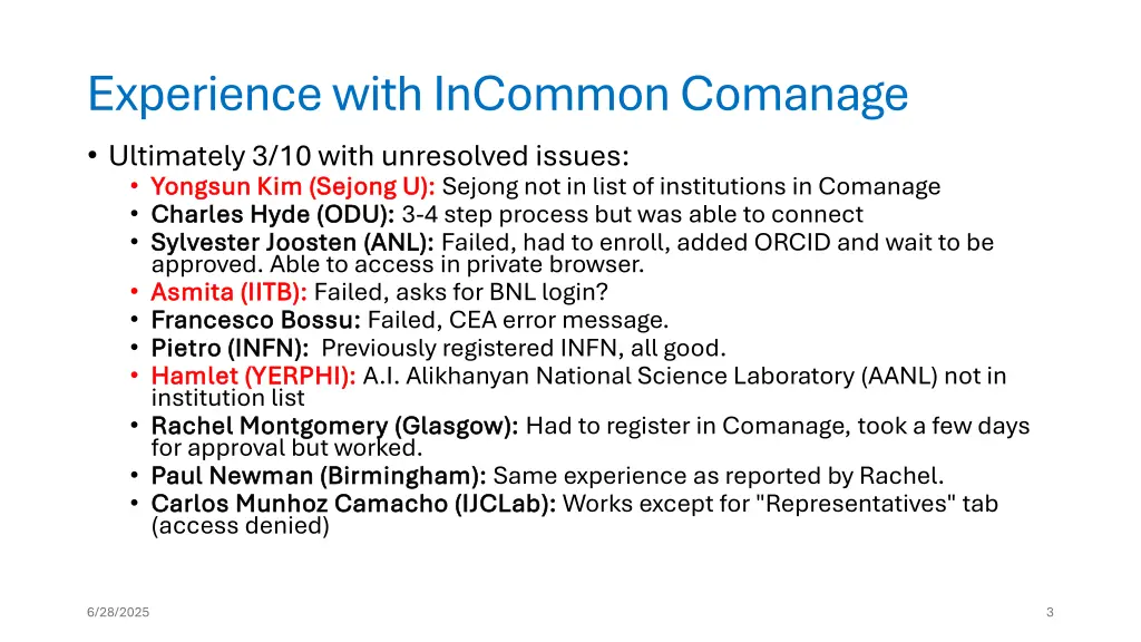 experience with incommon comanage ultimately