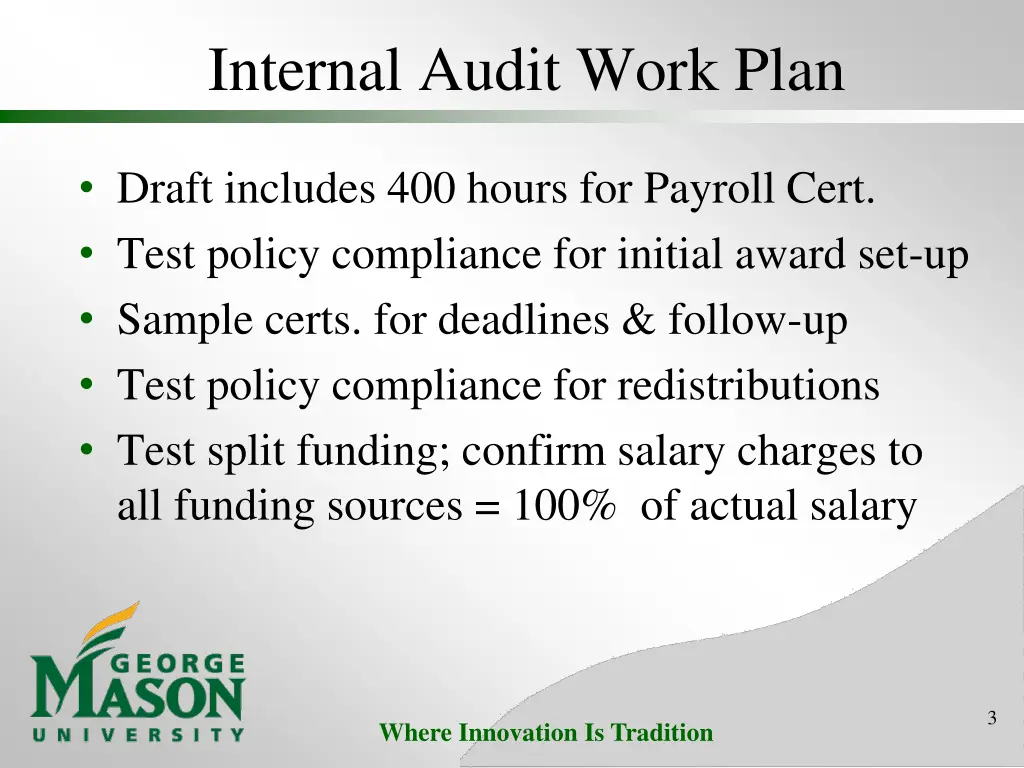 internal audit work plan