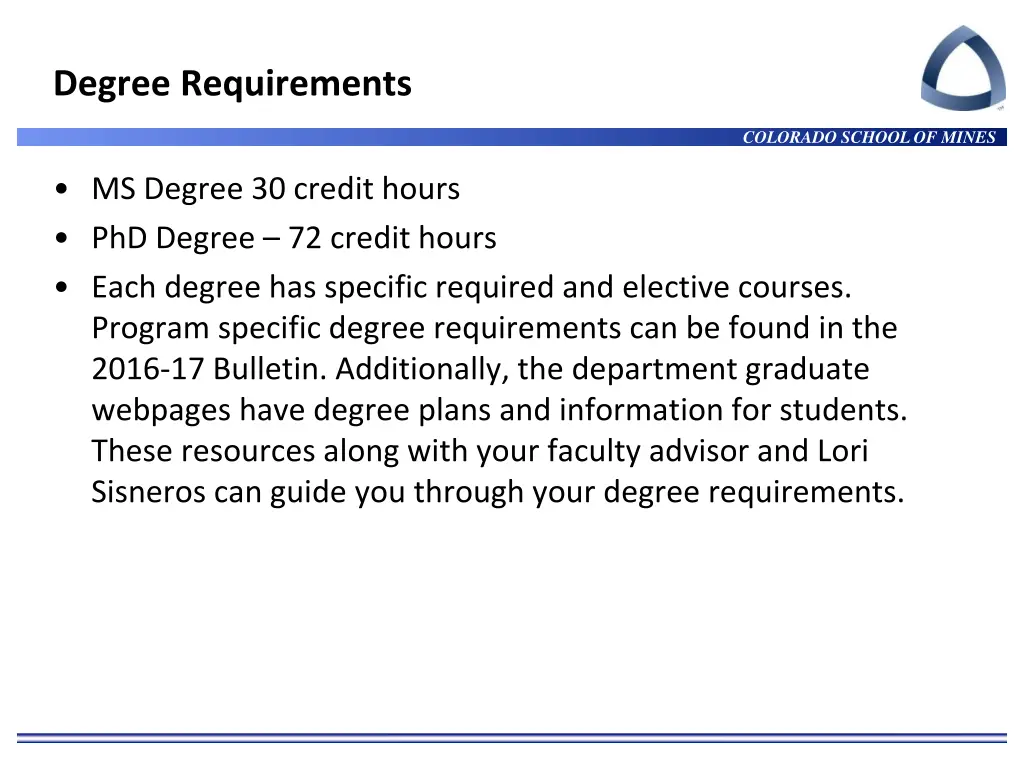 degree requirements