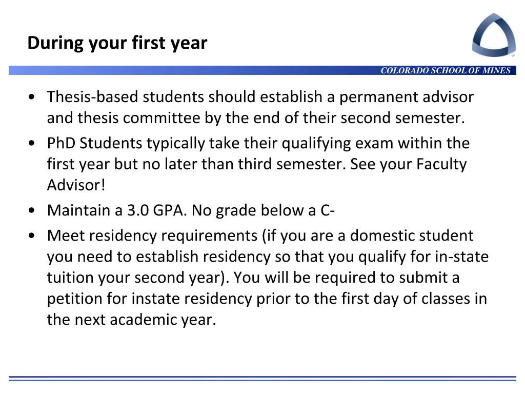 during your first year