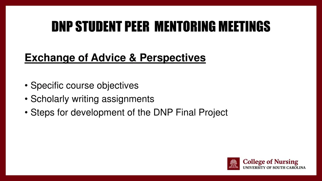 dnp student peer mentoring meetings 1