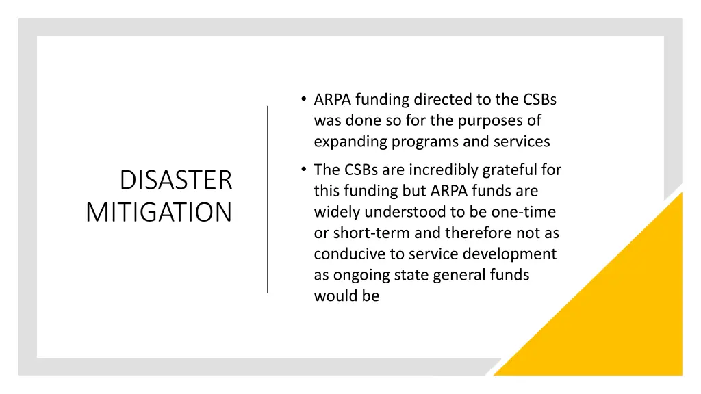 arpa funding directed to the csbs was done