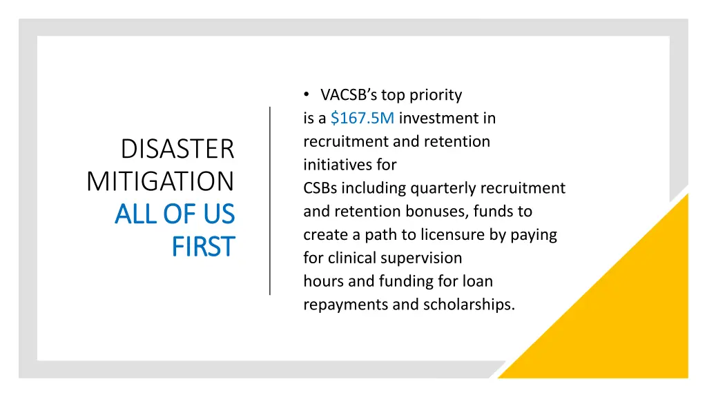 vacsb s top priority is a 167 5m investment