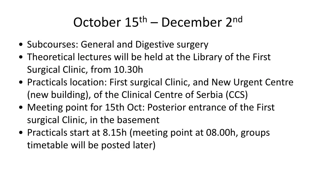 october 15 th december 2 nd
