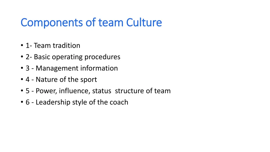 components of team culture components of team