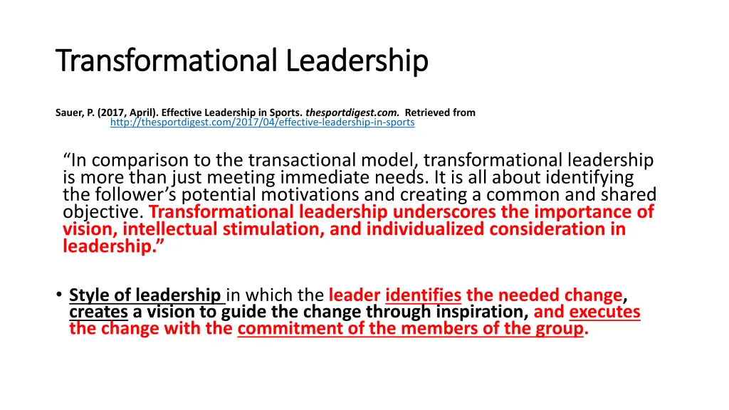 transformational leadership transformational