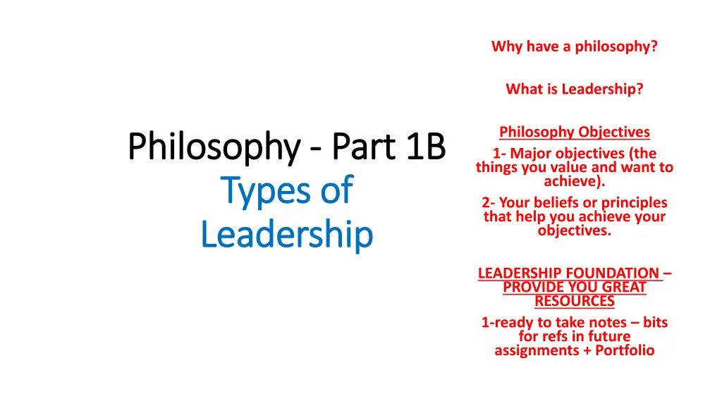 why have a philosophy