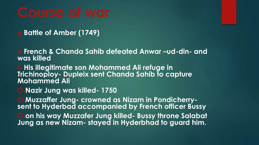 course of war