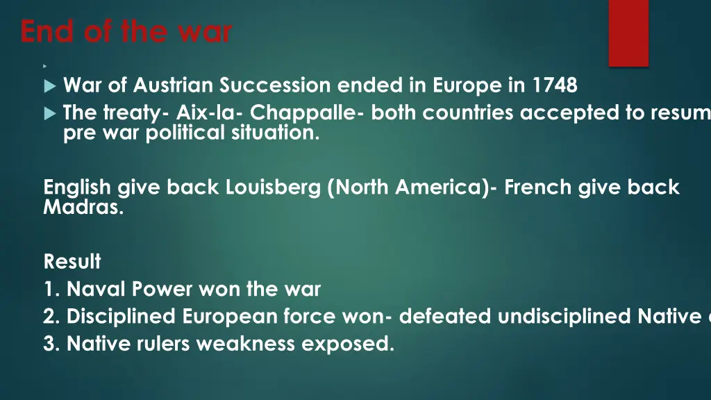 end of the war