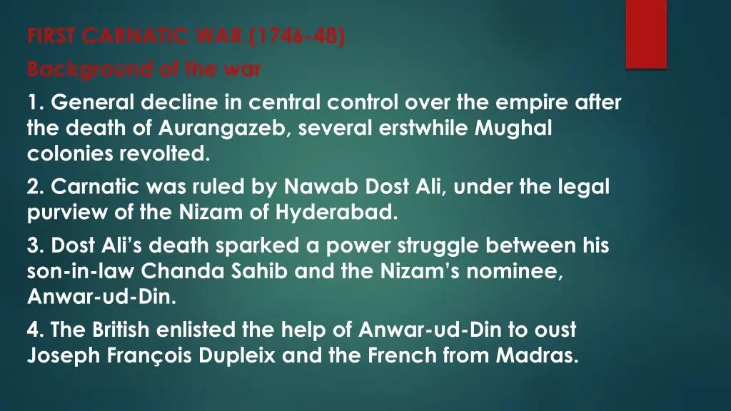 first carnatic war 1746 48 background