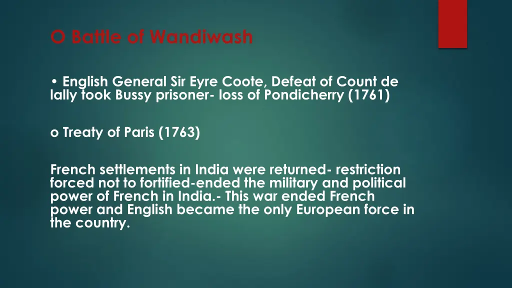 o battle of wandiwash